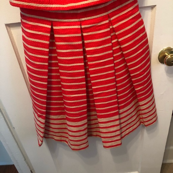 Taylor Dress orange Striped Fit & Flare Waffle Texture 50s Style/ Pockets Size 4 - Picture 8 of 10